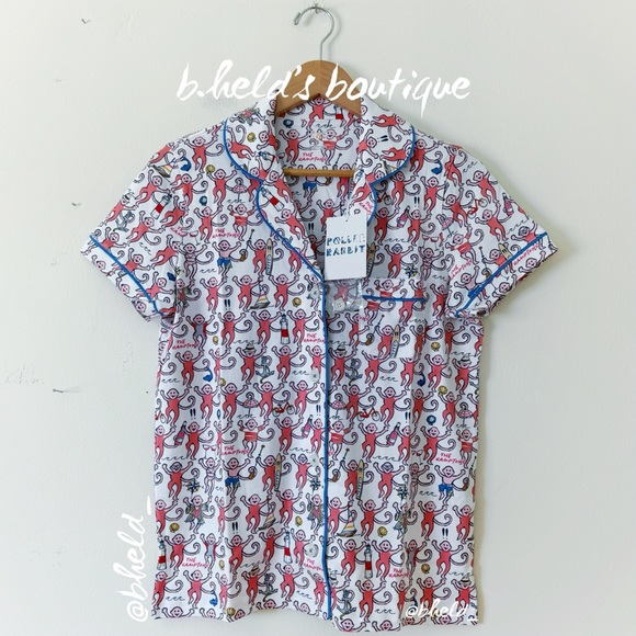 Roller Rabbit Hamptons Monkey Polo Pajamas in Pink Monkey Size S Brand New NWT - Picture 3 of 17